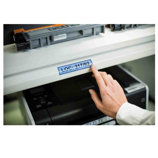 Brother TZe551 24mm x 8m Gloss Black On Blue Tape Cassette TZ551