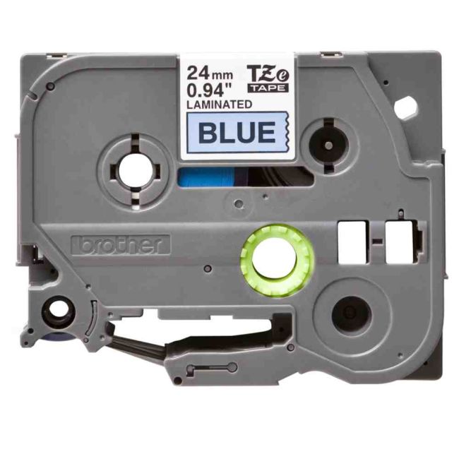 Brother TZe551 24mm x 8m Gloss Black On Blue Tape Cassette TZ551