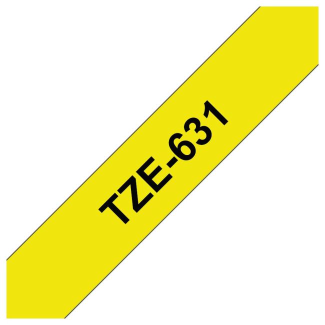 Brother TZeS631 12mm Black On Yellow Strong Adhesive Tape TZS631