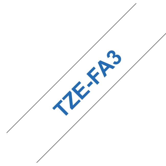 Brother TZeFA3 12mm Fabric Iron-On Tape Blue On White TZFA3