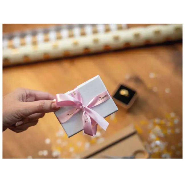 Brother TZeRe34 12mm x 4m Gold on Pink Non-Adhesive Ribbon Tape TZeRe34