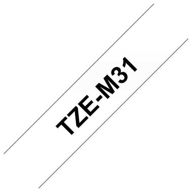Brother TZeM31 12mm Matt Black On Clear TZM31