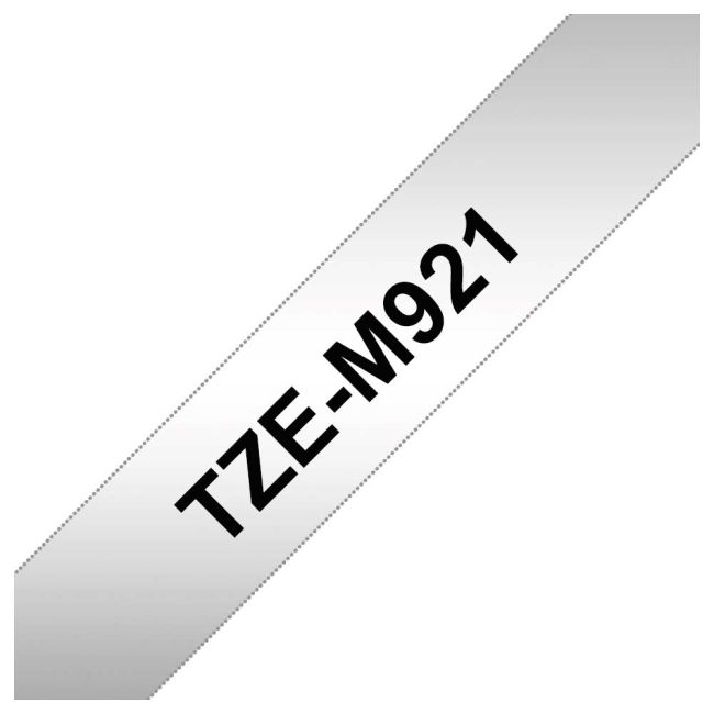 Brother 9mm TZeM921 Black on Silver Metallic Tape (8m)