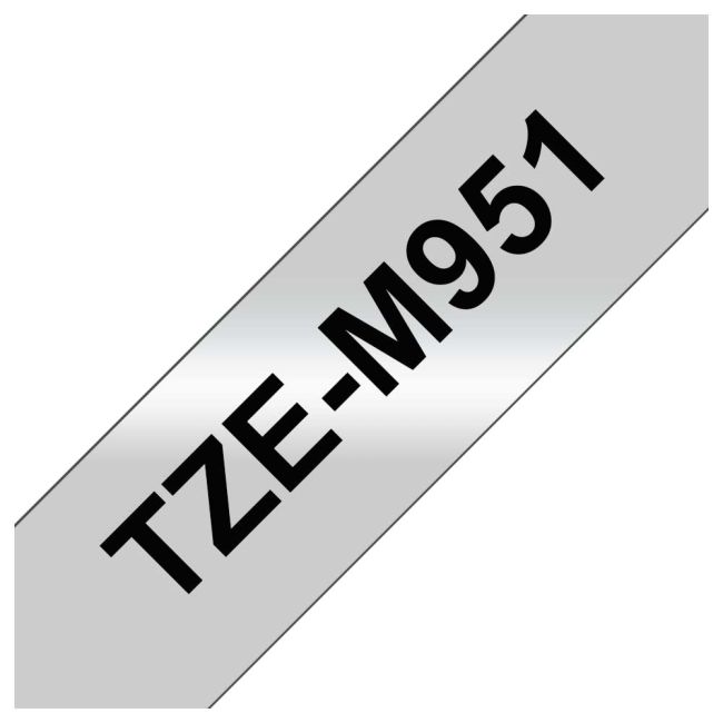 Brother TZeM951 24mm Black on Matt Silver Tape TZM951