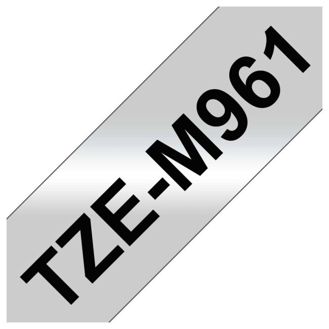 Brother TZeM961 36mm Black on Matt Silver Tape TZM961