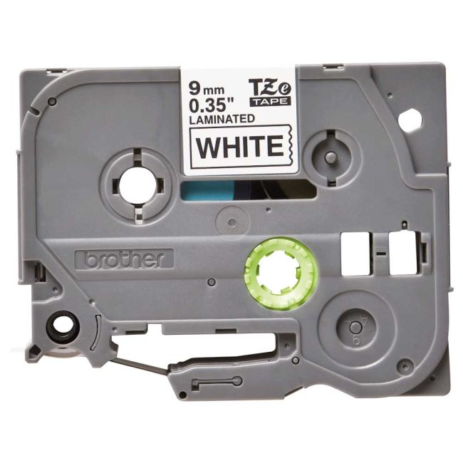 Brother TZe221 9mm Gloss Black On White Tape TZ221