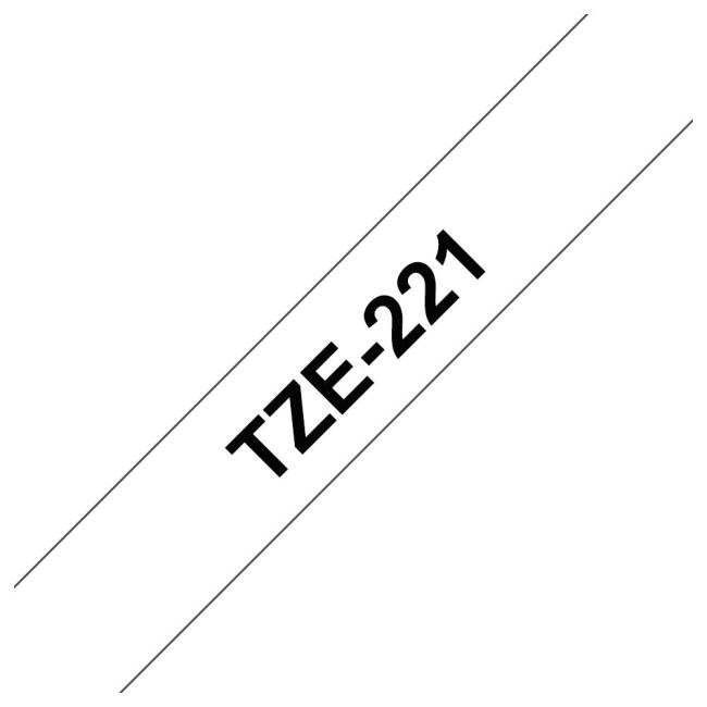 Brother TZe221 9mm Gloss Black On White Tape TZ221