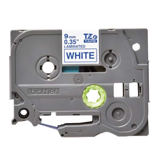 Brother TZe223 9mm Gloss Blue On White Tape TZ223