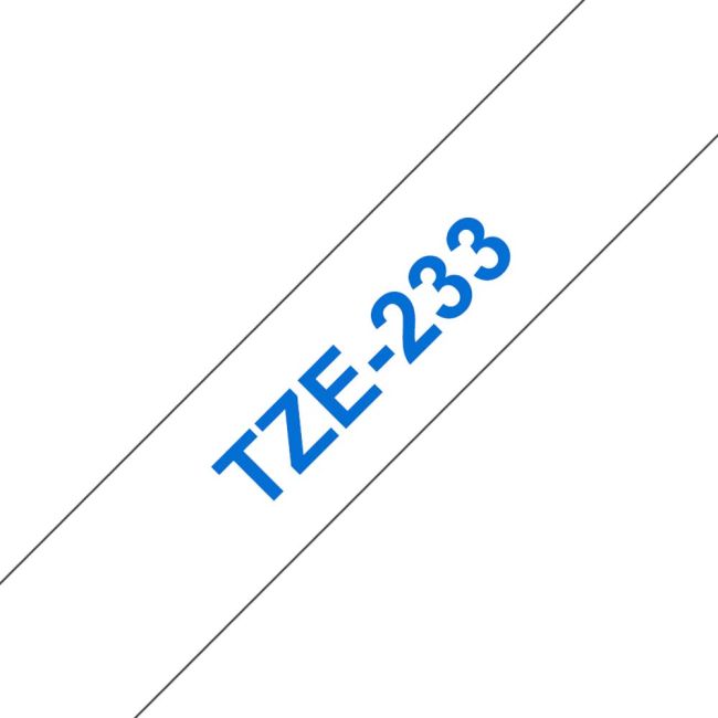 Brother TZe233 12mm Gloss Blue On White Tape TZ233