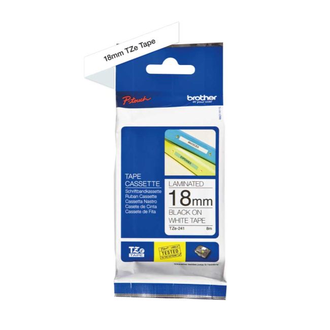 Brother TZe241 18mm Gloss Black On White Tape TZ241
