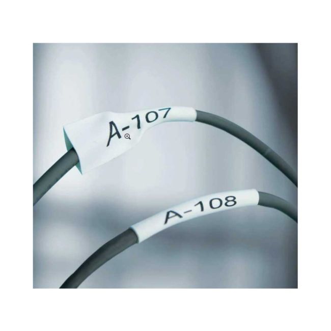 Brother HSe241 17.7mm x 1.5m Black on White Heat Shrink Tubing Tape