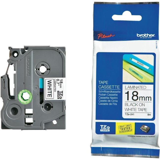 Brother TZe241 18mm Gloss Black On White Tape TZ241