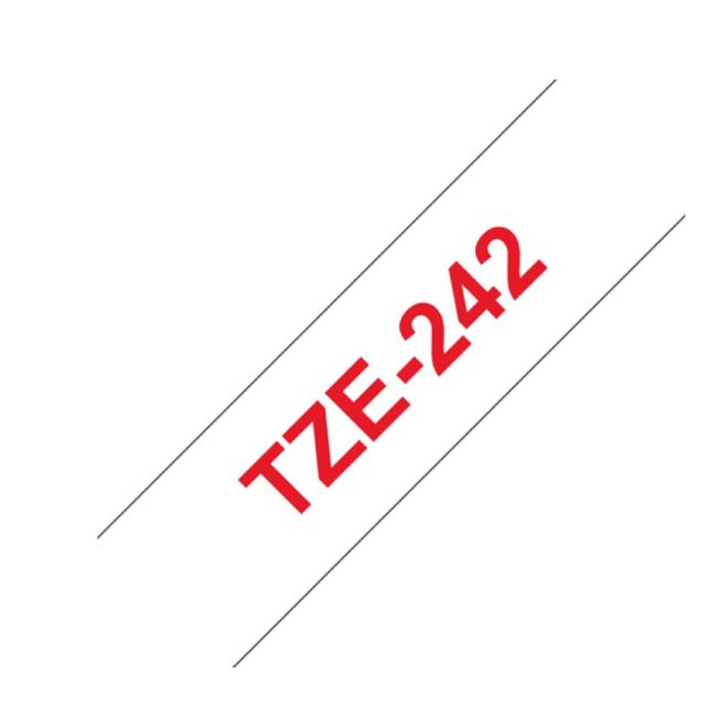 Brother TZe242 18mm x 8m Gloss Red On White Tape Cassette TZ242