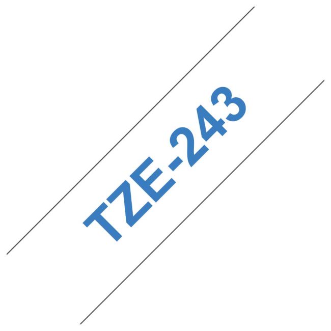 Brother TZe243 18mm x 8m Gloss Blue On White Tape Cassette TZ243