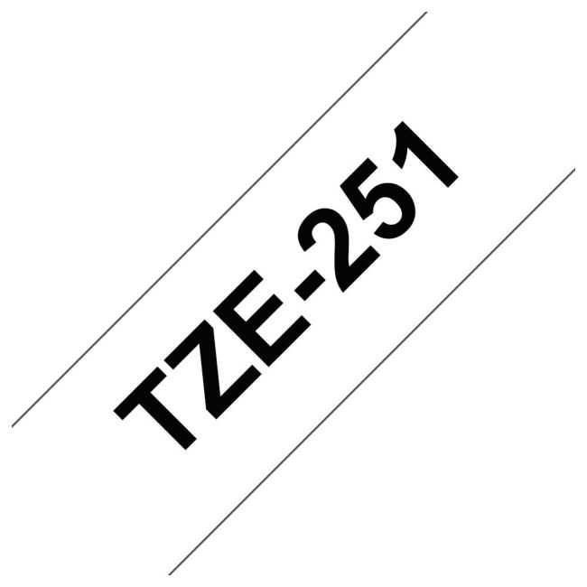 Brother TZe251 24mm x 8m Gloss Black On White Tape Cassette TZ251