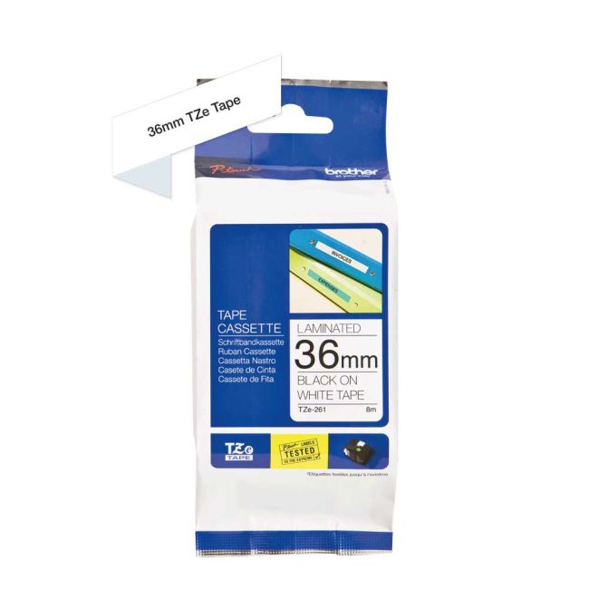 Brother TZe261 36mm x 8m Black On White Tape Cassette TZ261