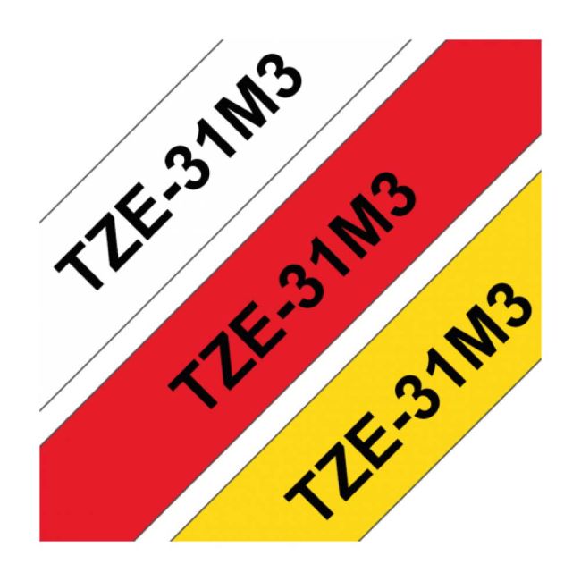 Brother TZe31M3 TZ31M3 12mm Gloss Multipack - Includes 1 of each TZ231, TZ631 and TZ431 Tapes TZ31M3