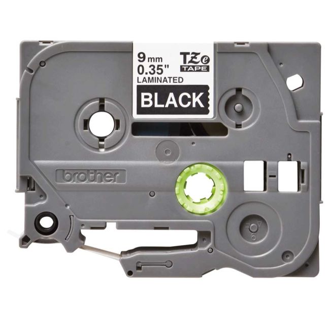 Brother TZe325 9mm x 8m Gloss White On Black Tape Cassette TZ325