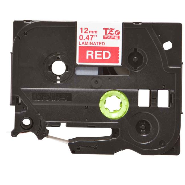 Brother TZe435 12mm x 8m Gloss White On Red Tape Cassette TZ435