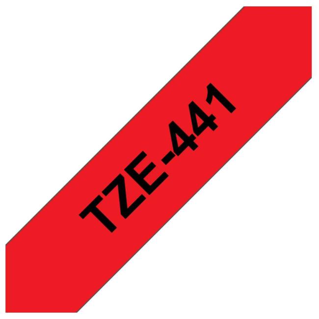 Brother TZe441 18mm x 8m Gloss Black On Red Tape Cassette TZ441