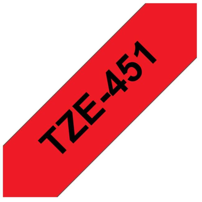 Brother TZe451 24mm Gloss Black On Red Tape TZ451