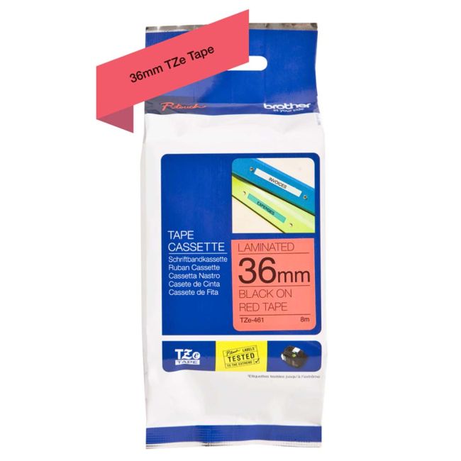 Brother TZe461 36mm x 8m Black On Red Tape Cassette TZ461