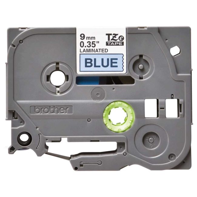 Brother TZe521 9mm x 8m Gloss Black On Blue Tape Cassette TZ521