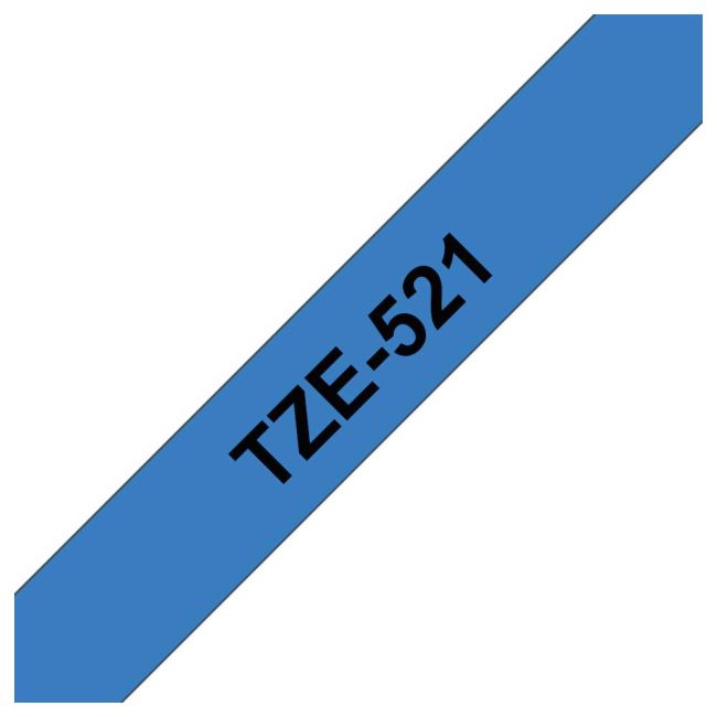 Brother TZe521 9mm x 8m Gloss Black On Blue Tape Cassette TZ521