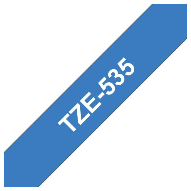 Brother TZe535 12mm x 8m Gloss White On Blue Tape Cassette TZ535