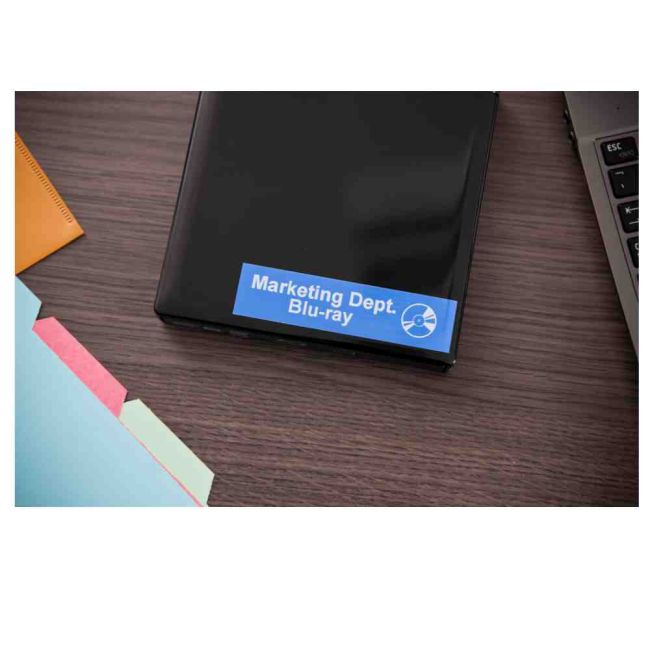 Brother TZe555 24mm x 8m Gloss White On Blue Tape Cassette TZ555