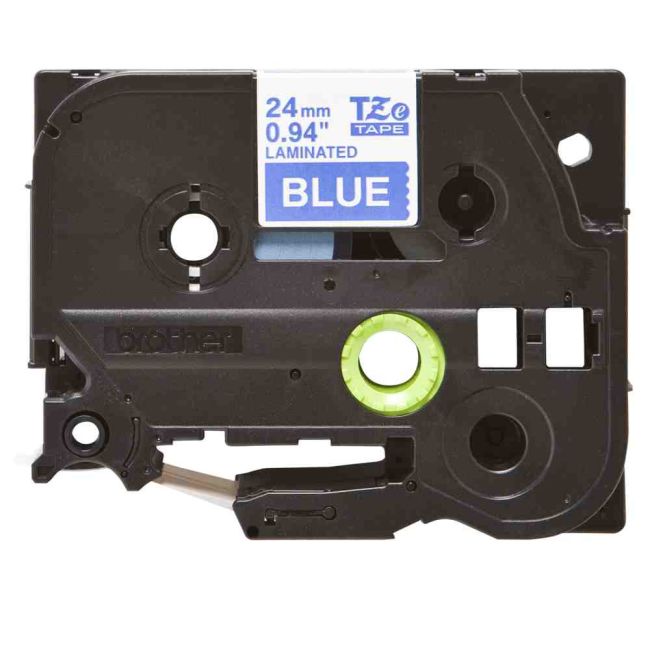 Brother TZe555 24mm x 8m Gloss White On Blue Tape Cassette TZ555