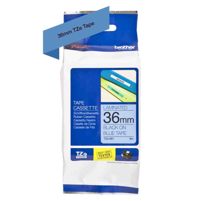 Brother TZe561 36mm x 8m Black On Blue Tape Cassette TZ561