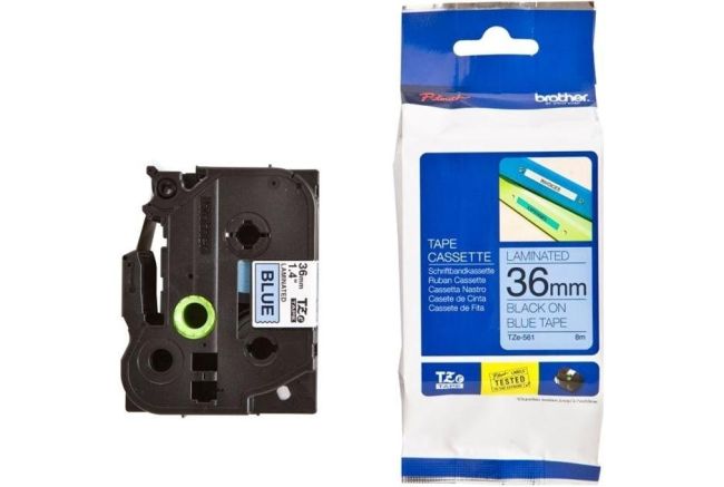 Brother TZe561 36mm x 8m Black On Blue Tape Cassette TZ561