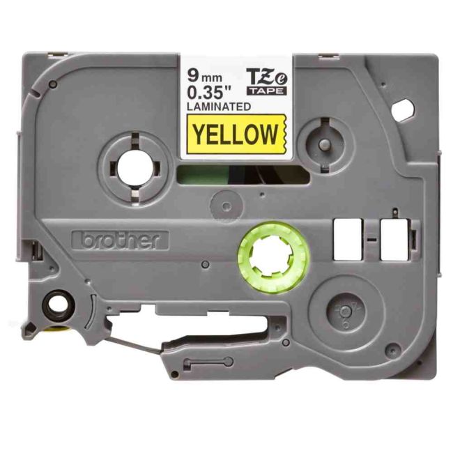 Brother TZe621 9mm x 8m Gloss Black On Yellow Tape Cassette TZ621