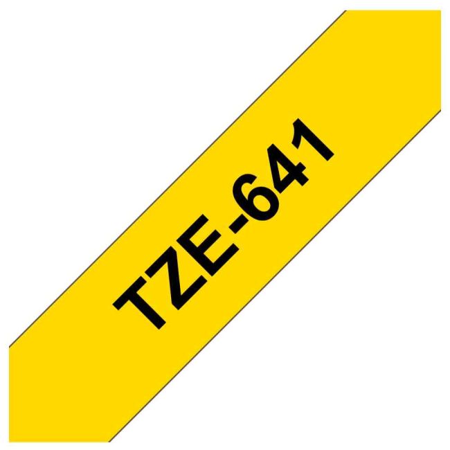 Brother TZe641 18mm x 8m Gloss Black On Yellow Tape Cassette