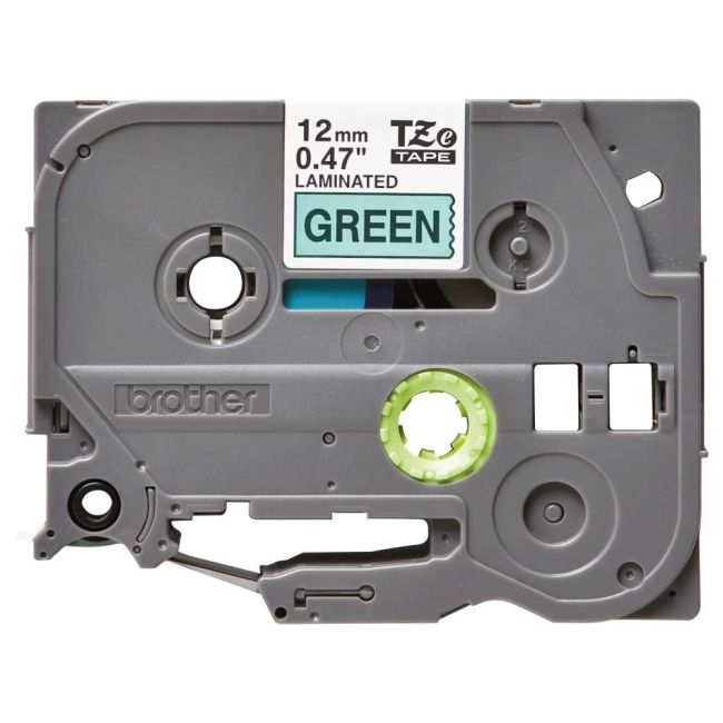 Brother TZe731 12mm x 8m Gloss Black On Green Tape Cassette TZ731