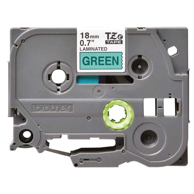 Brother TZe741 18mm x 8m Gloss Black On Green Tape Cassette TZ741