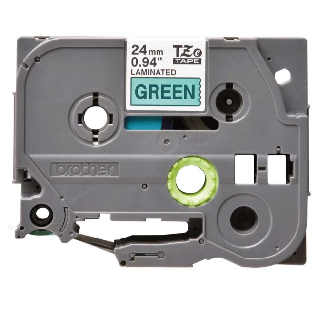 Brother TZe751 24mm x 8m Gloss Black On Green Tape Cassette TZ751