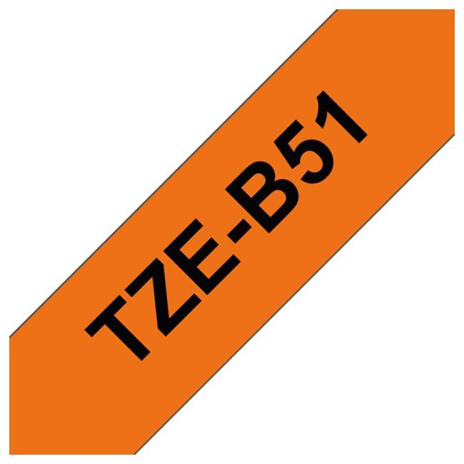 Brother TZeB51 24mm x 8mm Black On Fluorescent Orange Tape Cassette TZB51