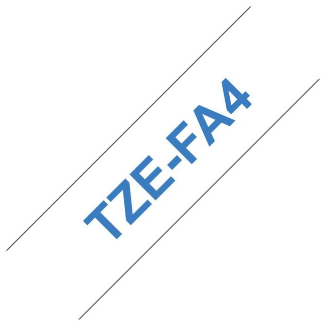 Brother TZeFA4 18mm x 3m Blue on White Fabric Tape TZeFA4