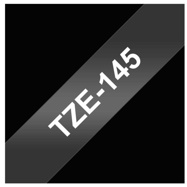 Brother TZe145 18mm Gloss White On Clear Tape TZ145