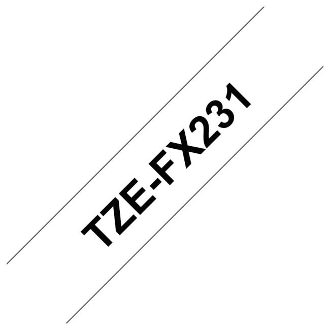 Brother TZeFX231 12mm Flexi Tape Black On White TZFX231