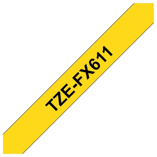 Brother TZeFX611 TZFX611 6mm Flexi Tape Black on Yellow TZFX611
