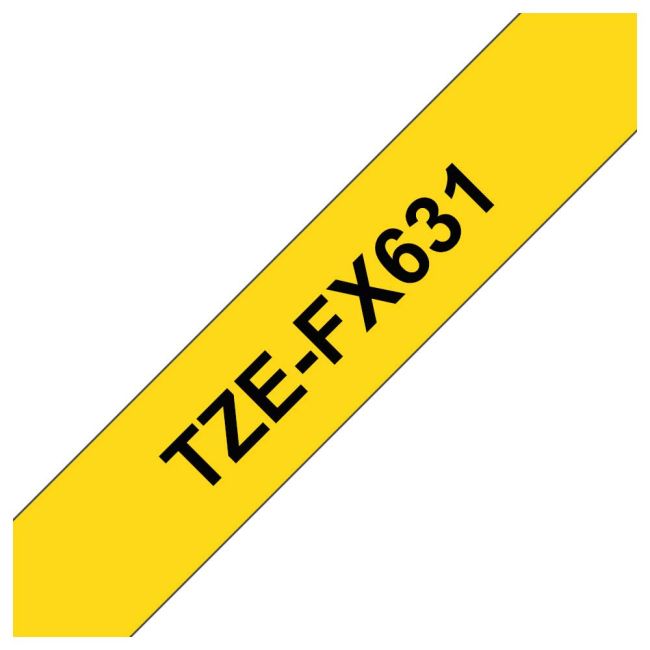 Brother TZeFX631 12mm Flexi Tape Black On Yellow TZFX631