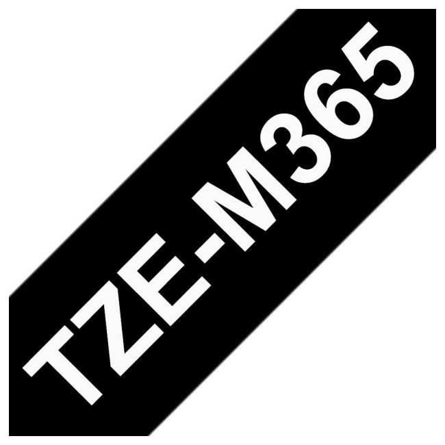 Brother TZeM365 36mm x 8m White on Matt Black Tape TZeM365