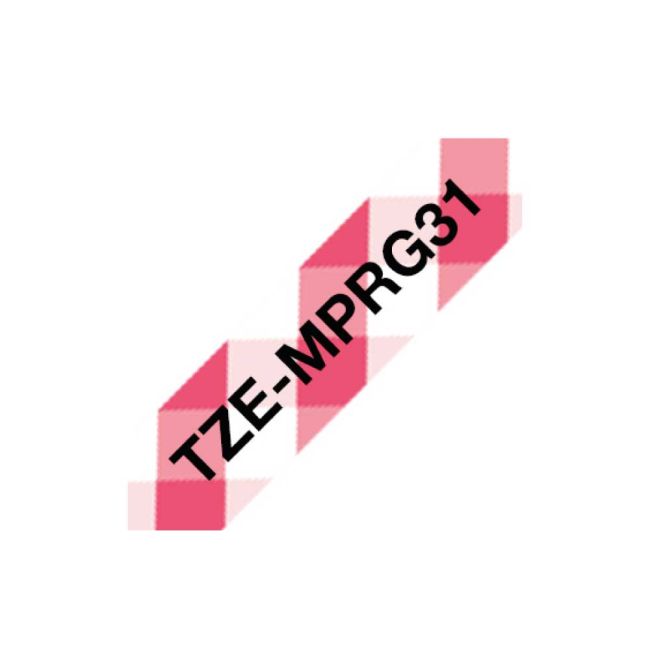 Brother TZeMPRG31 12mm x 4m Black on Red Gingham Tape TZeMPRG31