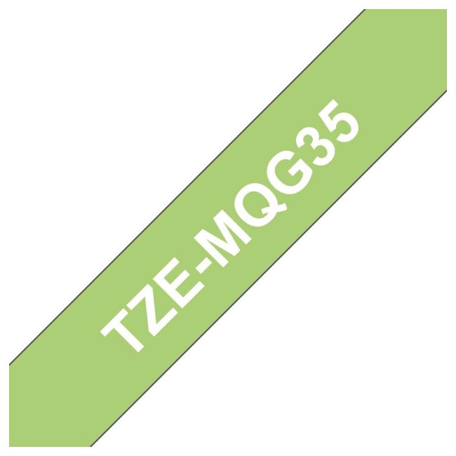 Brother TZeMQG35 12mm Matt White on Lime Green Tape TZMQG35