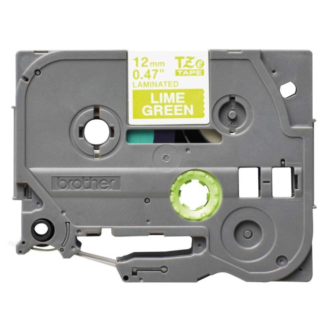 Brother TZeMQG35 12mm Matt White on Lime Green Tape TZMQG35
