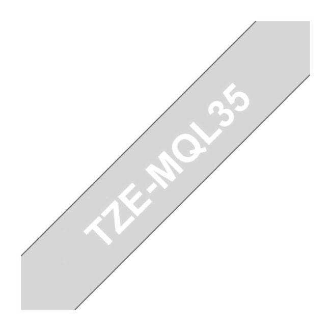 Compatible Brother 12mm Matt White on Light Grey Tape CP-TZeMQL35