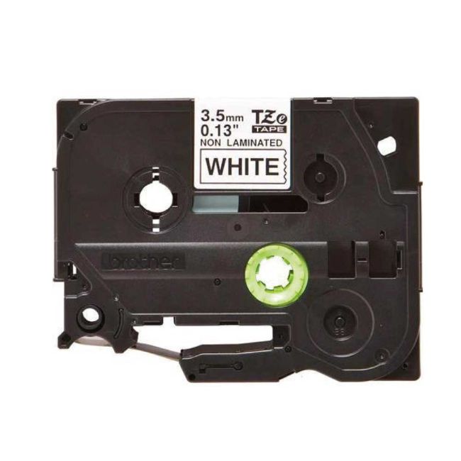 Brother TZeN201 3.5mm Non Laminated Black On White Tape TZN201